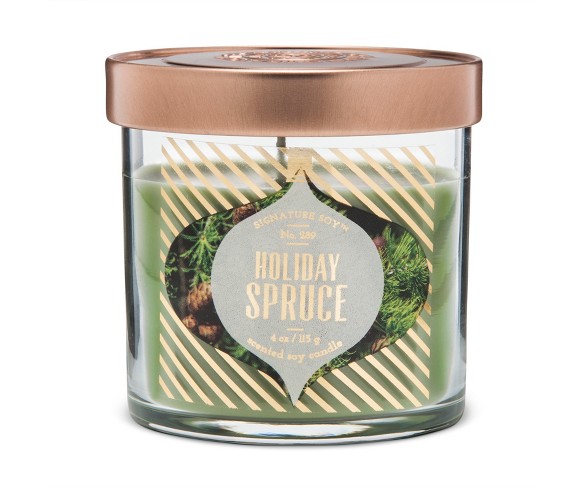 Small Jar Candle Holiday Spruce 4oz - Signature Soy