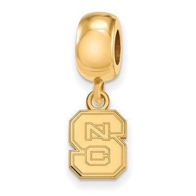 Black Bow Jewelry 14k Yellow Gold Plated Sterling Silver North Carolina State Wolfpack NCAA Bead Charm