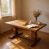 HomeRoots 81" Brown Solid Wood Trestle Base Dining Table - 2 of 4