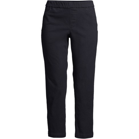 Lands' End Women's Tall Mid Rise Pull On Chino Crop Pants - 10 - Black