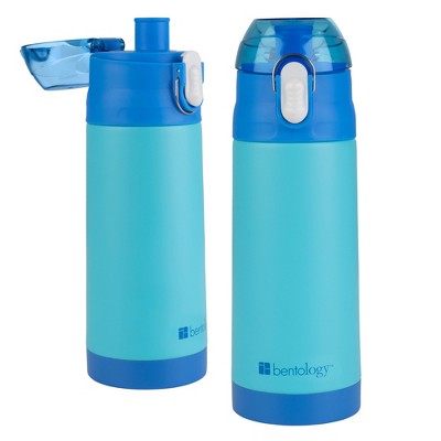 Bentology Stainless Steel 13oz Insulated Water Bottle - Reusable Spill Proof BPA-Free, Fits in Most Lunch Boxes - Keeps Drinks Colder - Blue