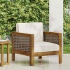 Dexmalle Patio Acacia Wood Club Chair with Wicker Accents,Beige - 3 of 4