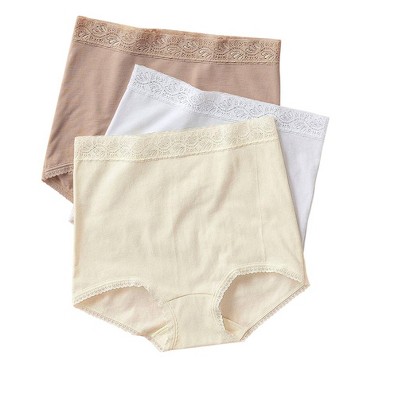 Leonisa 3-pack high-waisted lace trim brief panties -