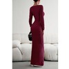 BLUEMING Women's Square Neck Long Sleeve Knit Maxi Dress Knit Bodycon Long Dress - 4 of 4