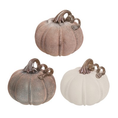 Transpac Glass Pumpkin Set of 3 Fall/Harvest Home Decorations
