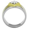 Slickblue Men’s Stainless Steel Ring with Two-Tone IP Gold Finish and Four Square Clear Crystals, size 8-13 - 3 of 4