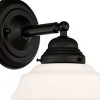 Possini Euro Design Astrid Modern Wall Light Sconces Set of 2 Black Hardwire 7 1/2" Fixture Opal White Schoolhouse Glass for Bedroom Bathroom Vanity - 3 of 4