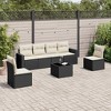 vidaXL 7 Piece Patio Sofa Set with Cushions - Black and Cream With Table - 2 of 4