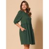 Allegra K Women's Scoop Neck Pocket Puff Sleeves Smocked Casual Midi Dress - 2 of 4