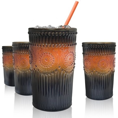 Artland Orange & Black Highball Glass - Set of 4