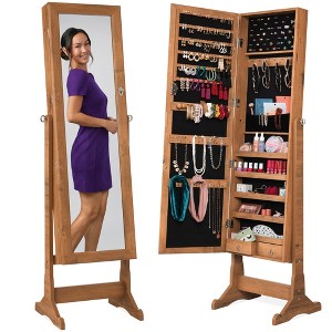 Best Choice Products Jewelry Armoire Cabinet, Full Length Mirror w/ Velvet Storage Interior, Lock - 1 of 4