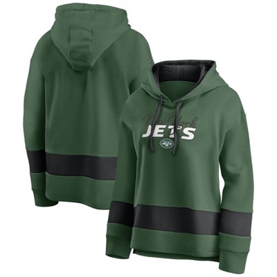 NEW YORK JETS YARD LINE LONG SLEEVE FLEECE CREWNECK SWEATSHIRT WITH RIBBED  KNIT COLLAR, WRIST, AND WAISTBAND