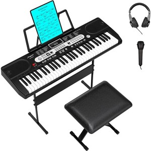61 Key Beginner Electric Piano Keyboard Set with Microphone, Headphones, Stand, Stool & Bag, Beginner Keyboard Perfect Portable Gift for Birthdays - 1 of 4