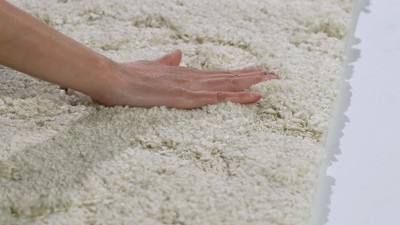 Cream Beige 4' x 4' Square Hand-knotted Shag Rug