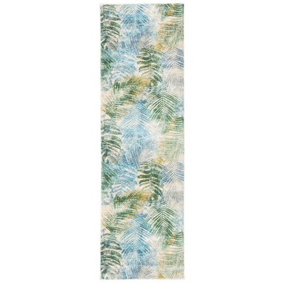 Lillian LLN308 Power Loomed Runner Rug - Blue/Green - 2'2"x7' - Safavieh