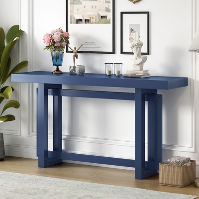 NicBex 59" Modern Painted Console Table with Thick Wood Legs, Triple Rectangle TV Stand, Extra Long Side Table for Living Room, Entryway