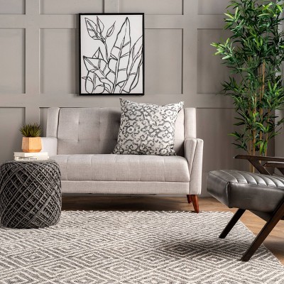 Gray Handmade Geometric Wool Area Rug 3' x 5'