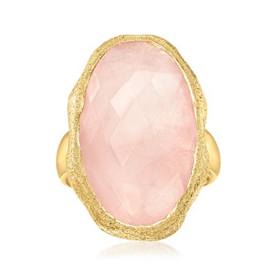 Ross-Simons 17.00 Carat Rose Quartz Ring in 18kt Gold Over Sterling