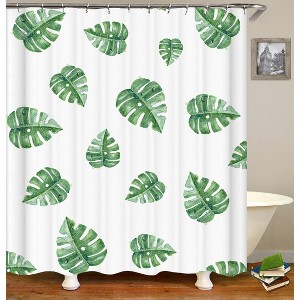 Leaves Pattern Shower Curtains for Bathroom Waterproof Fabric Bath Curtain Durable Soft Stylish Bathroom Decor 72x72 Inch - 1 of 1