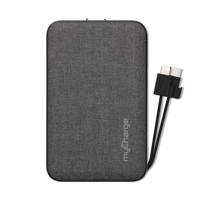 myCharge PowerHub Ultra 10000mAh/15W Output Power Bank with Integrated Charging Cables - Black, 6 of 7