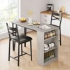 3-Piece 36in Wooden Counter Height Dining Table Set for Kitchen, Bar Table and Chairs Tall Kitchen Breakfast Nook with Stools - 3 of 4