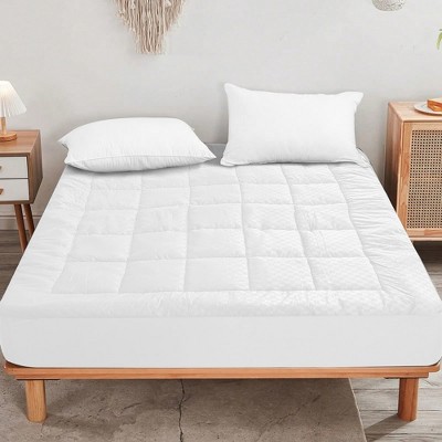 PDTEND White Mattress Pad - Ultra-Plush, Cooling, Machine-Washable with Deep Elastic Pocket Skirt