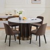 Modern Dining Chairs Set of 4/6, Linen Upholstered Kitchen Chairs with Curved Back & Solid Wood Legs - 3 of 4