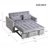 RISOKEYS Velvet Loveseat Couch Pull Out Sofa Bed - 3 in 1 Convertible Sofa Bed with Reclining Backrest,Toss Pillows,Pockets for Living Room - 3 of 4