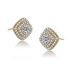 Elegant Gold Plated Square Shape Stud Earrings with Cubic Zirconia Pave Detailing for a Touch of Sparkling Sophistication - 3 of 4
