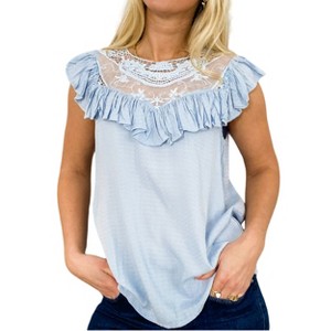 Anna-Kaci Women's Sleeveless Shirt with Lace Pattern and Relaxed Fit for Everyday Looks - 1 of 4