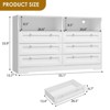 White Dresser for Bedroom Deep Drawers, Wide Wooden Bedroom Dressers with Power Outlet and Led Light - 2 of 4