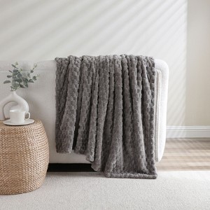 Kate Aurora Leylani Ultra Soft & Plush Luxurious Accent Throw Blanket - 50 in. W x 60 in. L - Silver - 1 of 4