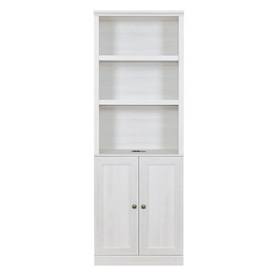 Vynxaria Rustic White 1 - Door Bookshelf with 3 Open Shelves