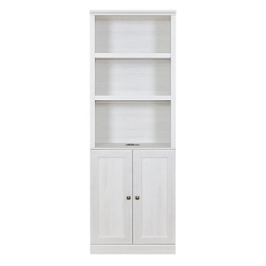 Vynxaria Rustic White 1 - Door Bookshelf with 3 Open Shelves - 1 of 4