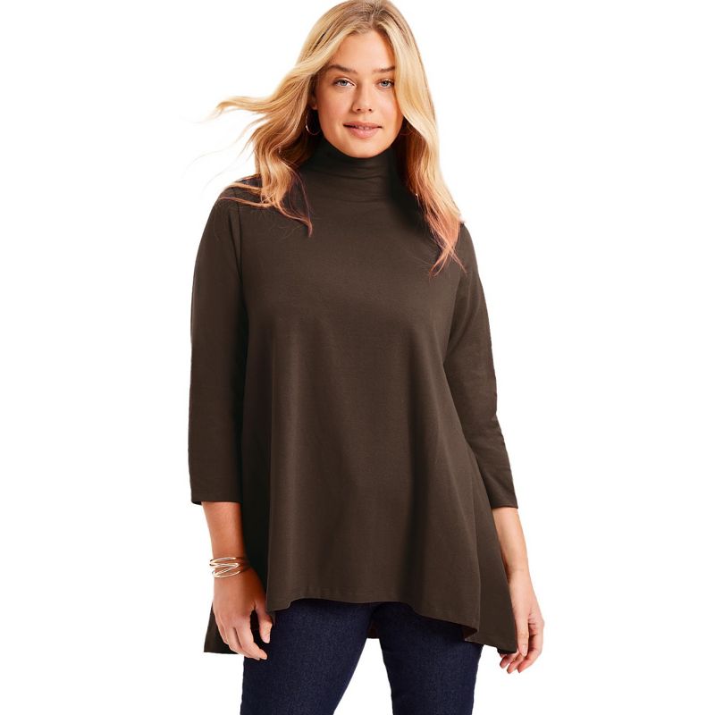 June + Vie by Roaman's Women's Plus Size One+Only Mock-Neck Tunic, 1 of 2