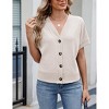 Womens Summer Tops Waffleknit Button Down Shirts Casual V Neck Short Sleeve Shacket Jacket Dressy Blouses - 4 of 4