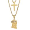 Steeltime Men's stainless steel double layered cross and jesus with simulated diamonds necklace. Color Options: Silver, Gold - 2 of 4