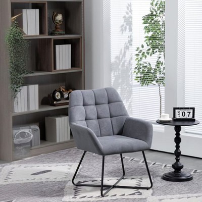 CAVINAS Velvet Accent Chair with Mid-Height Backrest and Metal Legs,Modern Upholstered Living Room Chairs,Reading Chairs for Living Room