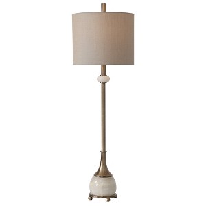 Uttermost Natania Plated Brass Buffet Lamp – 35” Steel & Marble Accent Lighting - 1 of 4