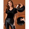 Allegra K Women's Baisc V Neck Velvet Short Sleeve T-Shirt - 2 of 4