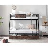 VINGLI Bunk Bed Twin Over Full Size with 2 Storage Drawers/Rungs/Ladder, Heavy Duty Metal Slat Support, No Box Spring Needed, Black/Industrial Brown - 2 of 4
