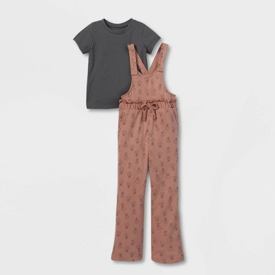 Grayson Collective Toddler Girls' Short Sleeve T-Shirt & Jumpsuit Set - Rust