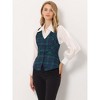 Allegra K Women's Plaid V Neck Single Breasted Sleeveless Racerback Waistcoat - 3 of 4