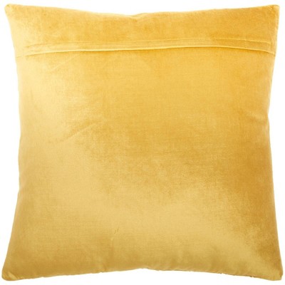 20" Gold Velvet Beaded Striped Square Throw Pillow