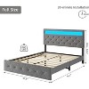 Bed Frame with Led Lights Upholstered Platform Bed Frame with Headboard, Led Bed Frame with Fast-Charging USB Port, No Box Spring Needed - 2 of 4