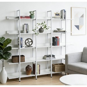 Airsurfer 5-Tier White Bookshelf Contemporary White Storage Bookshelf Home Decor for Living Room Display - 1 of 4