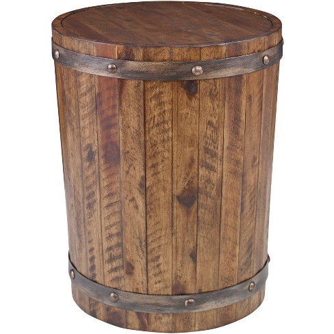 Uttermost Farmhouse Weathered Walnut Round Wine Barrel Accent Table 19" Wide Brown for Living Room Kitchen Entryway House Office - image 1 of 1