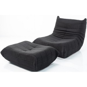 Evita Adult Bean Bag Sofa Set with Ottoman - Memory Foam, Premium Teddy Fabric，Comfy Floor Chair for Lounge & Reading - 1 of 4