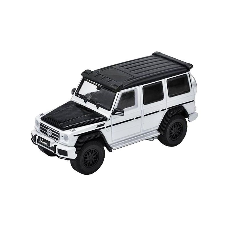 Mercedes-Benz AMG G63 LB Works Wagon White with Carbon Hood and Black Top 1/64 Diecast Model Car by Era Car, 3 of 4