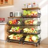 MaseiKar 5 Tier Fruit Basket for Kitchen Organizers and Storage, Stackable Metal Wire Basket Stand Cart with Wheels for Fruit Vegetable - 3 of 4